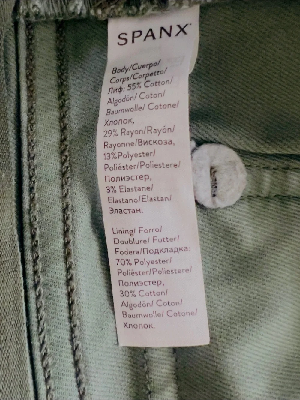SPANX High-Rise Olive Green Utility Cargo Jeans Size L/G